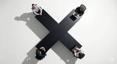 Top-Down Flat Lay of Custom-Shaped Conference Table