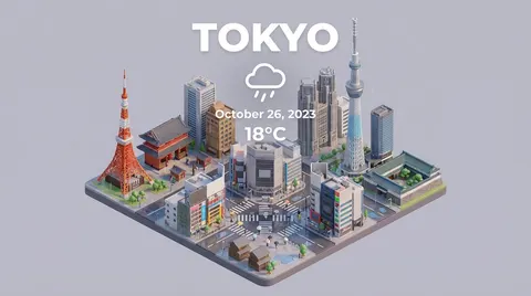 Isometric Miniature 3D City Cartoon Scene