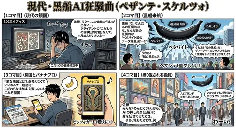 Four-Panel Manga Generation: Modern Black Ship AI Rhapsody