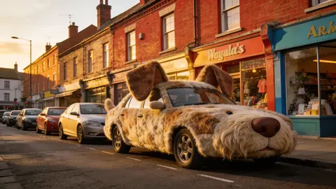 Cinematic Wide-Shot with Dog Fur Car