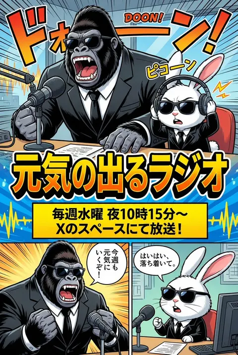 大猩猩与兔子的电台广告漫画