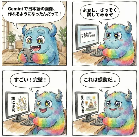 四格漫画：Gemini 生成日语文本