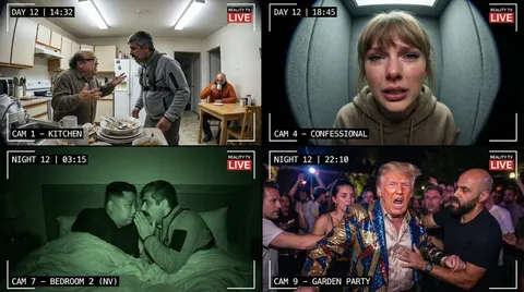 Raw Reality TV Broadcast Screenshots (2x2 Grid)