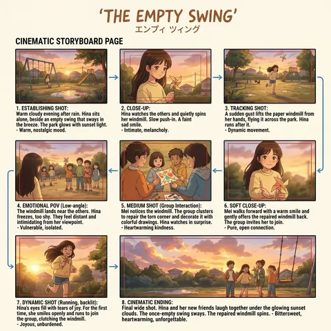 Emotional Anime Storyboard Page