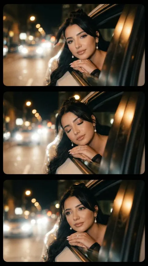 Cinematic Night Drive Filmstrip Prompt