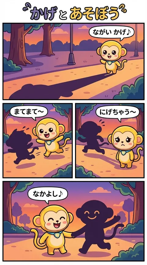 四格漫画：与影子的趣味互动
