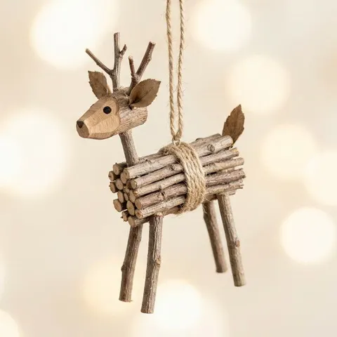 Rustic Twig Reindeer Christmas Ornament