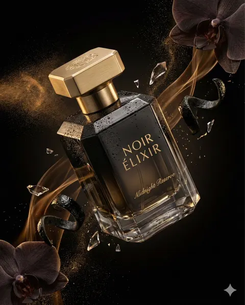 Luxury Perfume Commercial Render Prompt (NOIR ÉLIXIR)