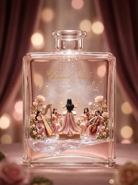 Luxury Skincare Diorama in a Perfume Bottle
