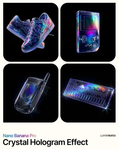 Crystal Hologram Product Photography Prompt