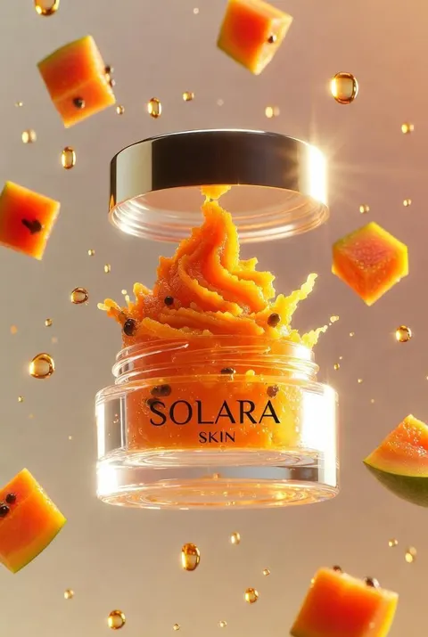 Hyperrealistic Luxury Product Photography of Papaya Scrub