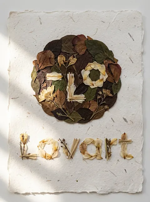 Pressed Flower Logo Flat Lay Composition