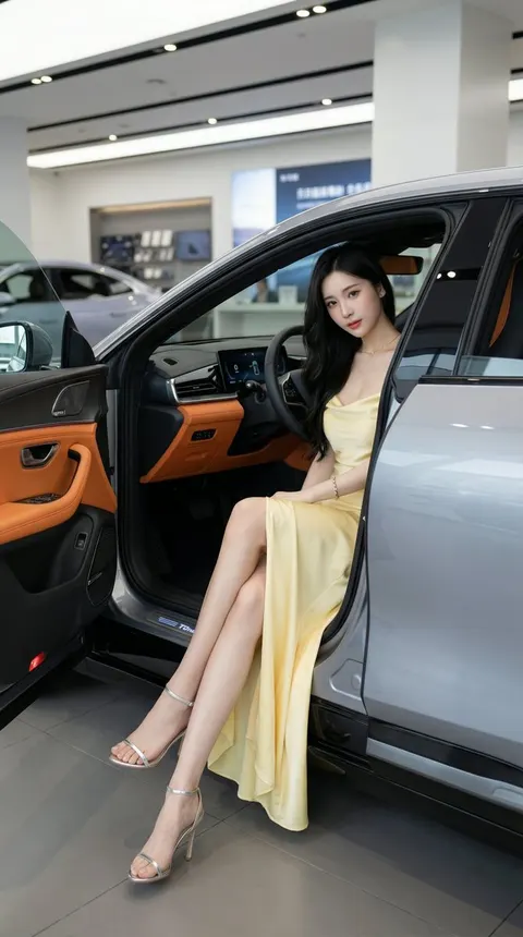 名车内的优雅中国女性