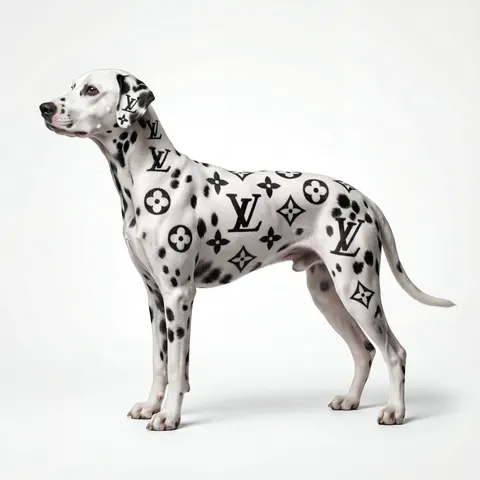 Museum-Quality Animal Portrait with Integrated Luxury Brand Pattern