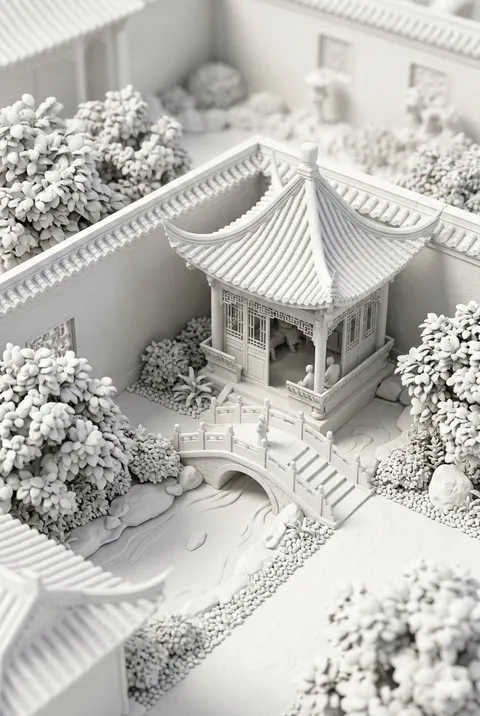 Chinese Garden Clay Render Prompt (Nano Banana 2)