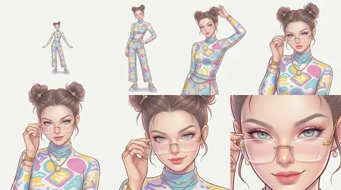 Reference Character Posing Grid Study Prompt