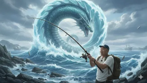 Image Generation Prompt: Nishimura Mizuki Fishing Leviathan