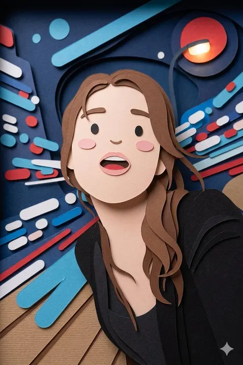 手工艺剪纸分层插画风格
