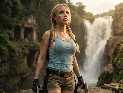Lara Croft Inspired Action Editorial Portrait