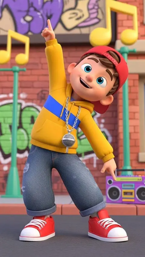 3D Cartoon Character: Hip-Hop Boy in Pixar Style