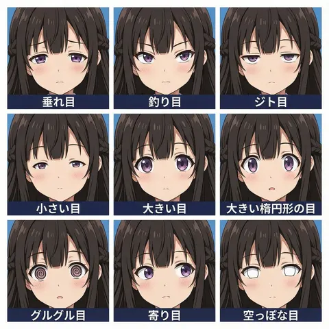 3x3 Grid Eye Expression Test Prompt (Right Image)