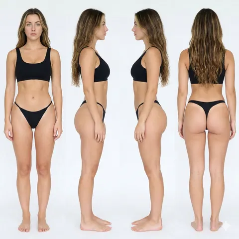 年轻女性角色设计四视图