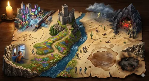 手绘藏宝图转3D冒险场景