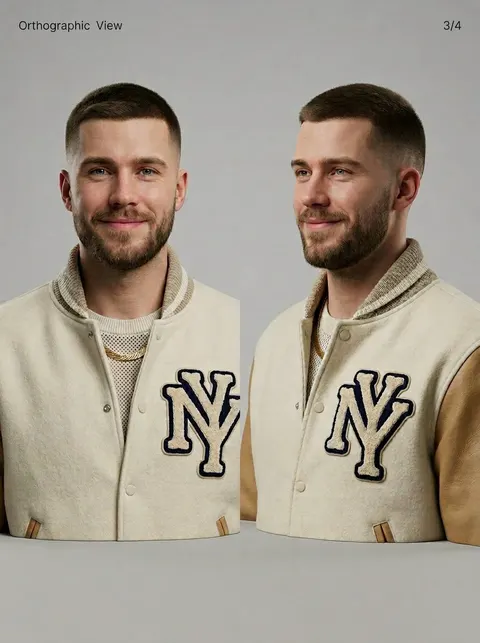 3D Character Sheet for Varsity Jacket Prompt