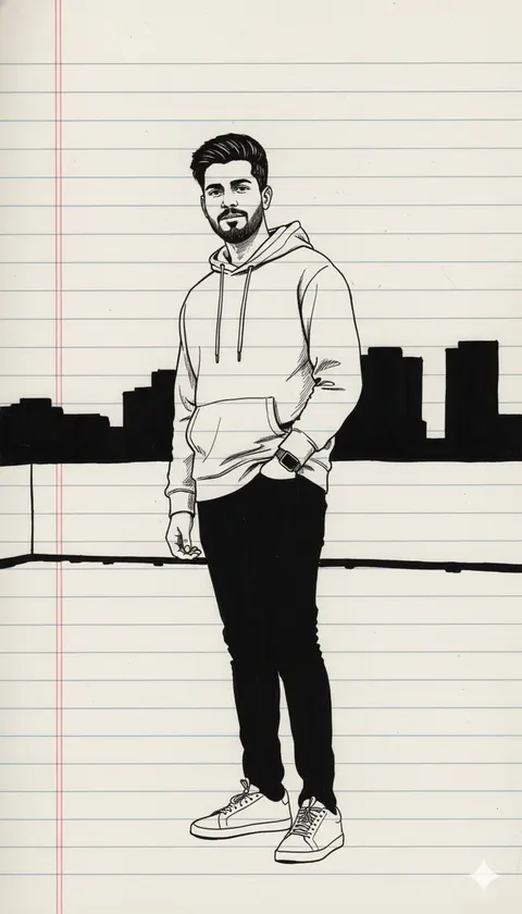 极简水墨全身插画风格