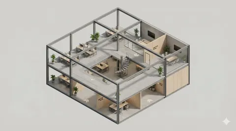 极简等距建筑模型场景