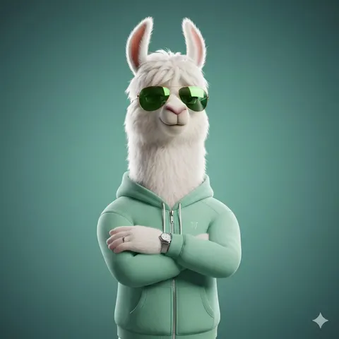 Stylized 3D Llama Character in Streetwear