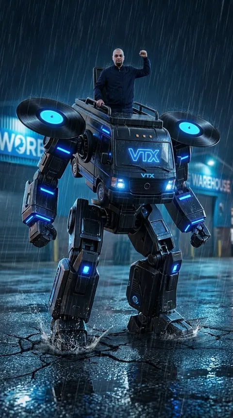 雨夜巨型机甲人偶