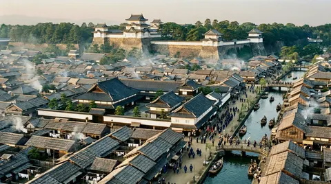 Edo-period castle town scene