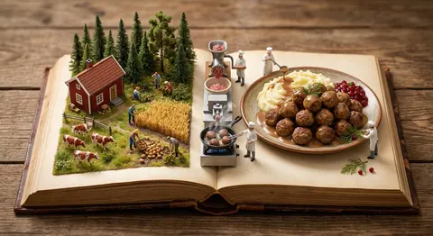 Culinary Pop-Up Book Diorama of Swedish Meatballs