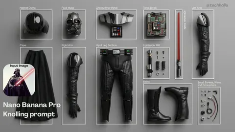Knolling-style exploded flat-lay photo