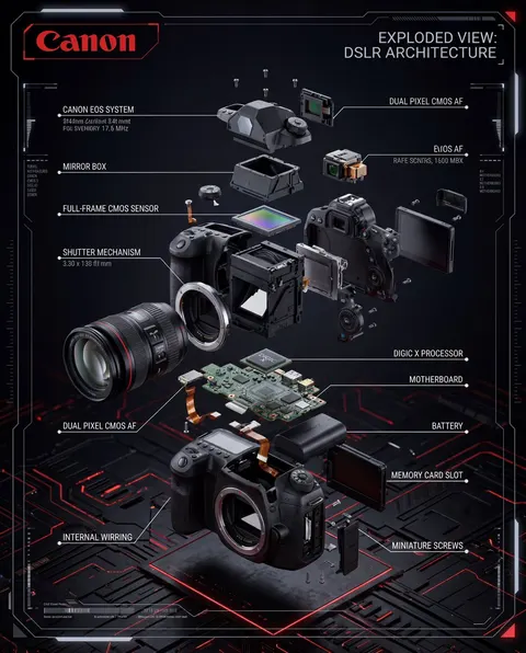 Exploded View DSLR Infographic