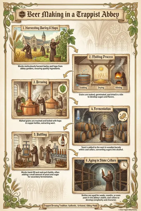 Infographic on Trappist Abbey Beer Making