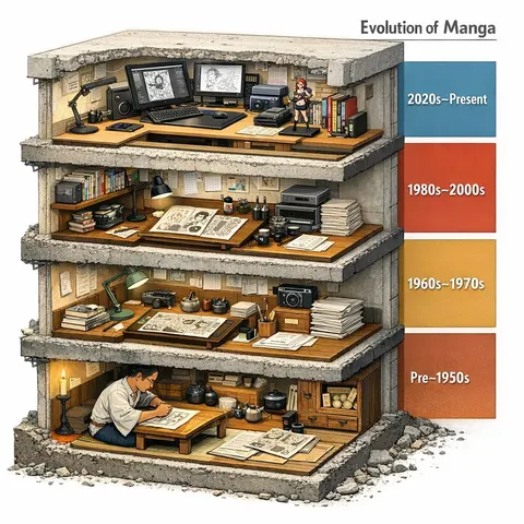 漫画演变建筑剖面示意图