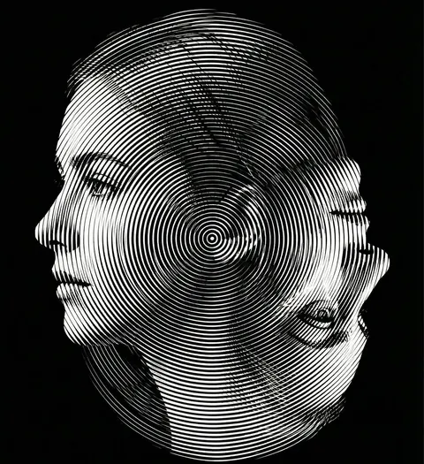 Dual-Orientation Optical Illusion Portrait