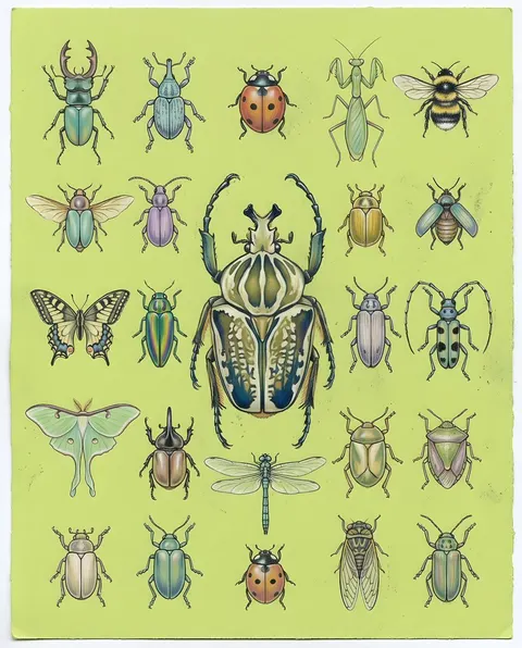 Pastel Chalk Insect Knolling