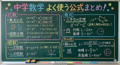 Educational Prompt for High School Math Formulas on a Chalkboard