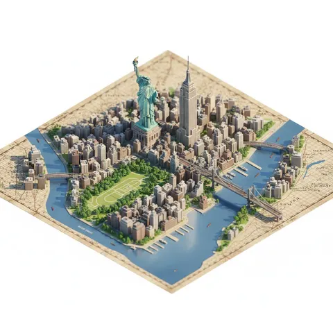 Photorealistic Diorama Isometric Map Prompt