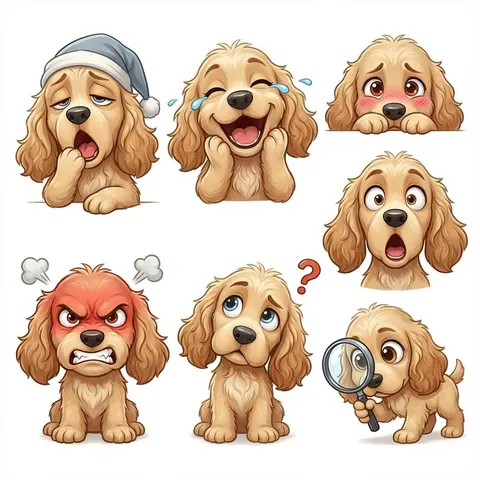 卡通狗情绪插画集