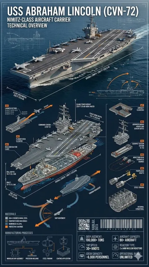 Cinematic Engineering Infographic of USS Abraham Lincoln