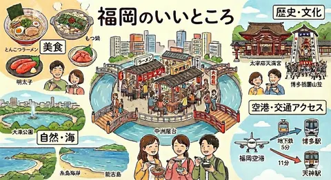 Summarize Fukuoka’s good points in one image
