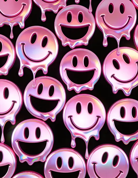Melting Holographic Smiley Face Pattern Prompt