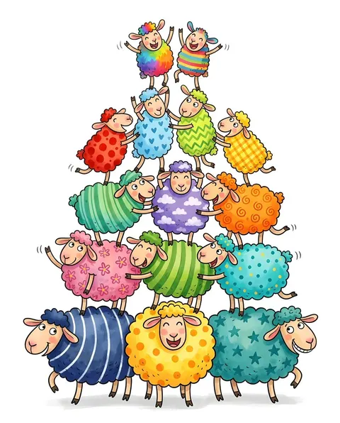 奇幻绵羊金字塔插画
