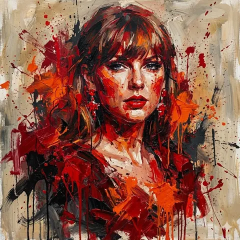 Abstract Expressionist Portrait with Chaotic Color Fields
