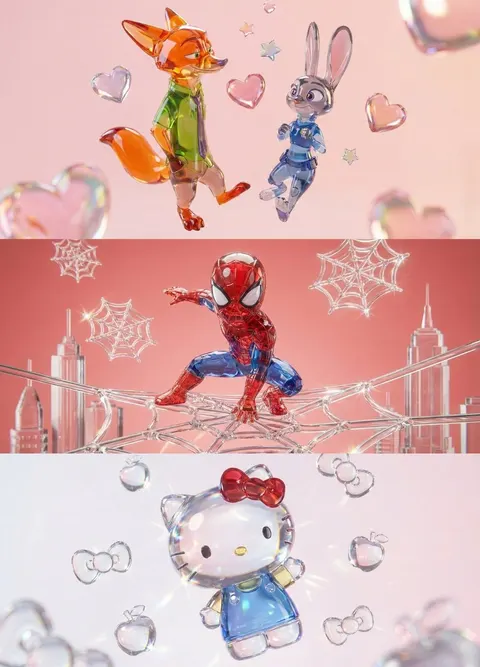 Aesthetic 3D Crystal Figurine Prompt Template