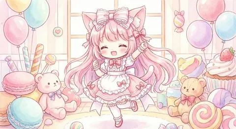 可爱猫耳双马尾 Q 版少女